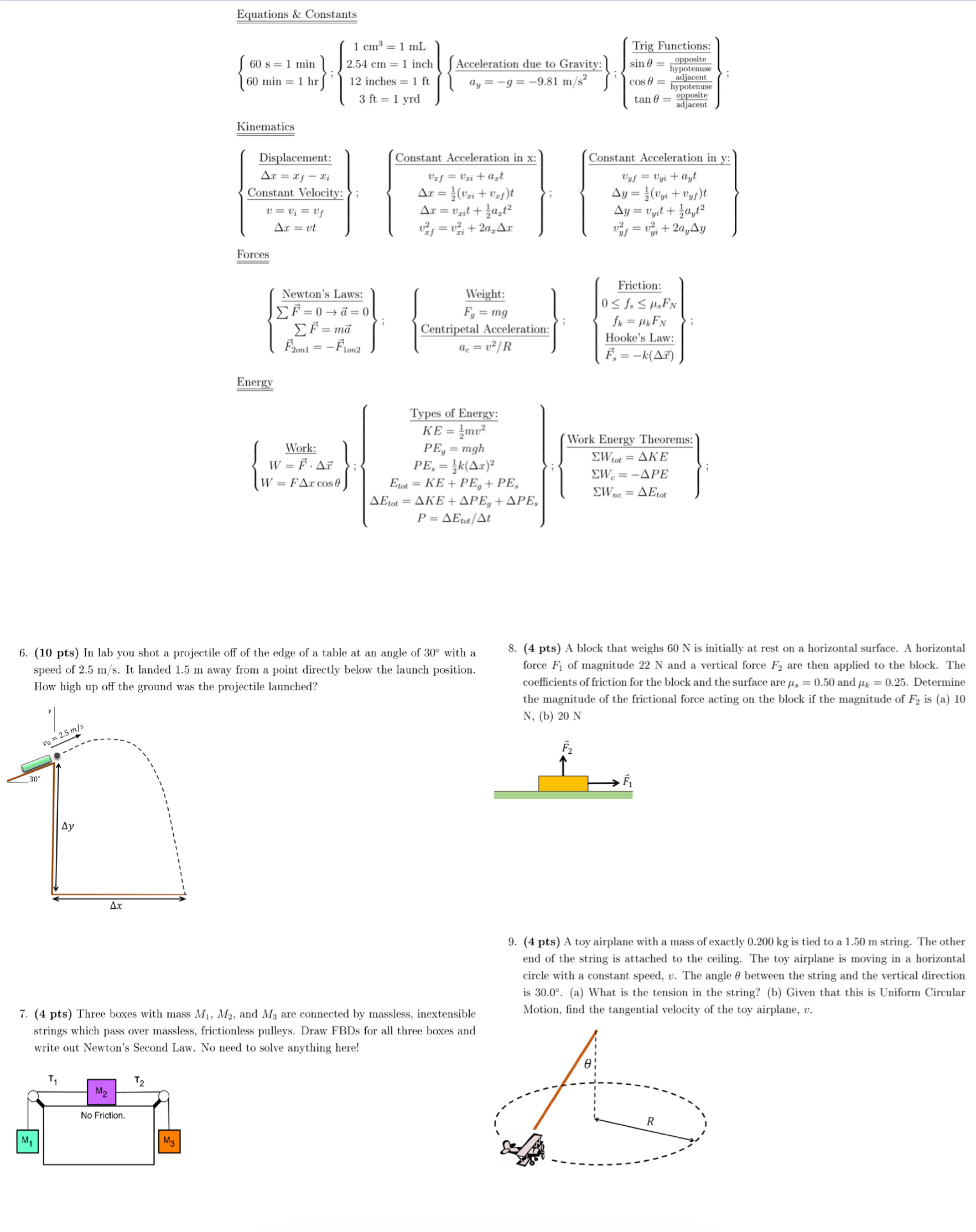 Please help! Equations & Constants 1 cm3 = 1 mL Trig Functions: