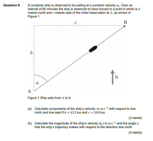  Question 9 A container ship is observed to be sailing at