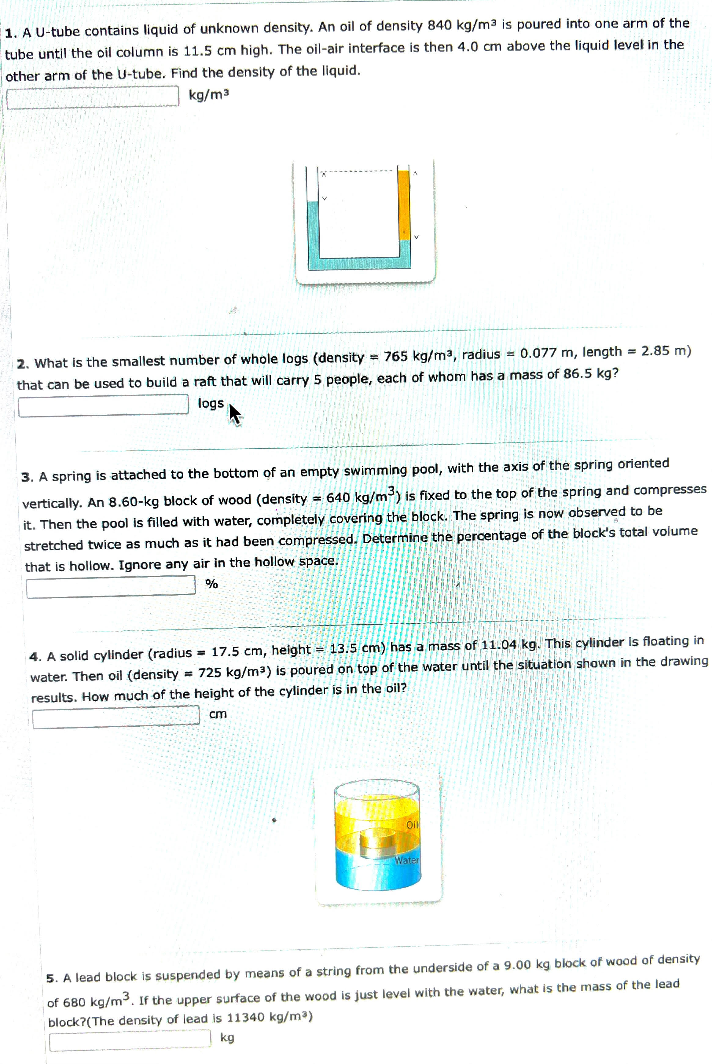 It is practice for an upcoming exam. Thank you 1. A U-tube