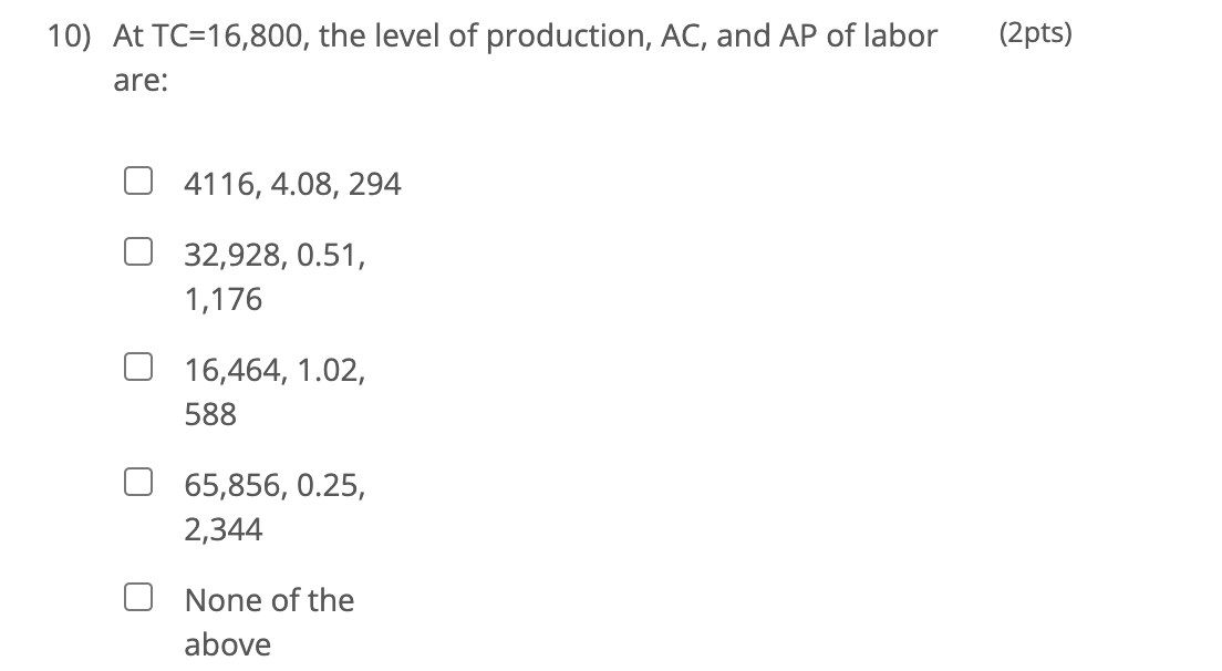 of labor (L), which costs $400 per unit, and capital (K), which