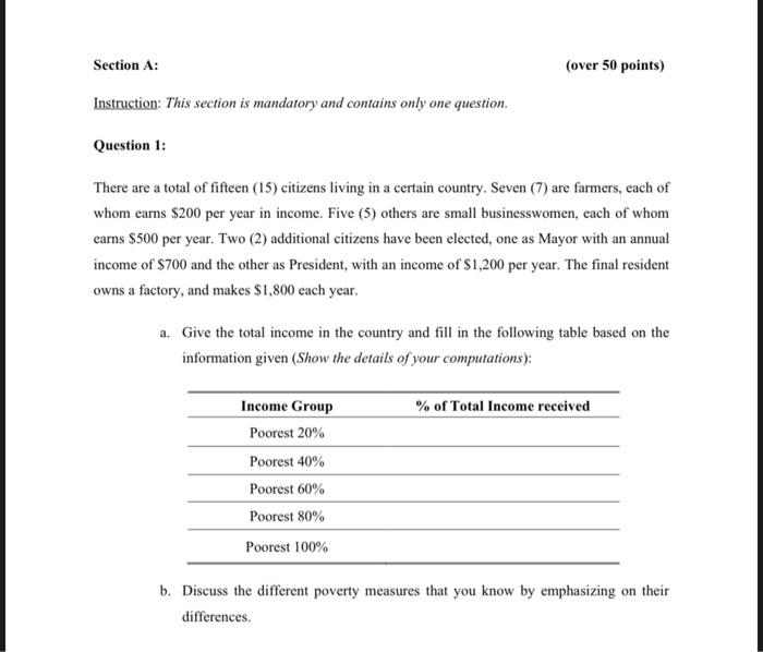 contains only one question. Question 1: There are a total of fifteen