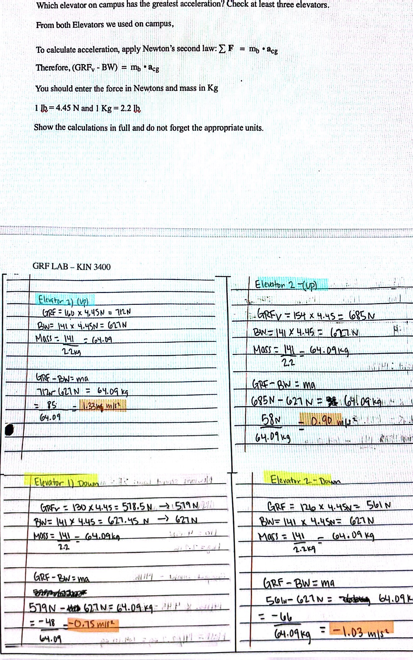 I need help trying to find which has the greatest acceleration from