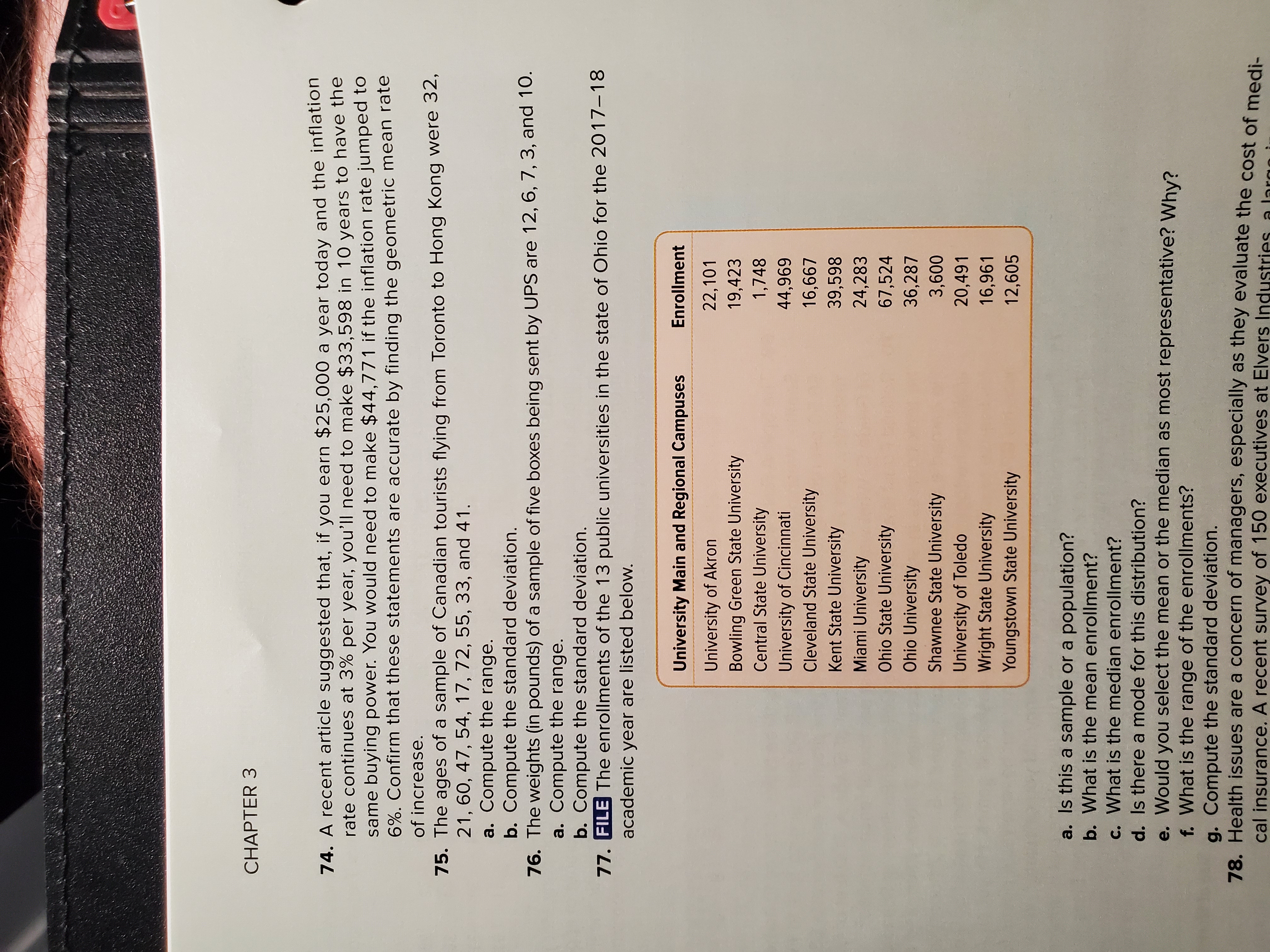  CHAPTER 3 74. A recent article suggested that, if you earn