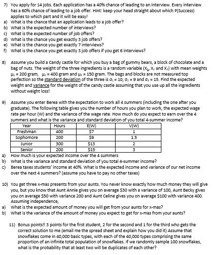 chance of leading to an interview. Every interview has a 60%% chance