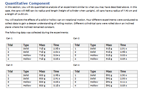 Quantitative Component In this section, you will do quantitative analysis of