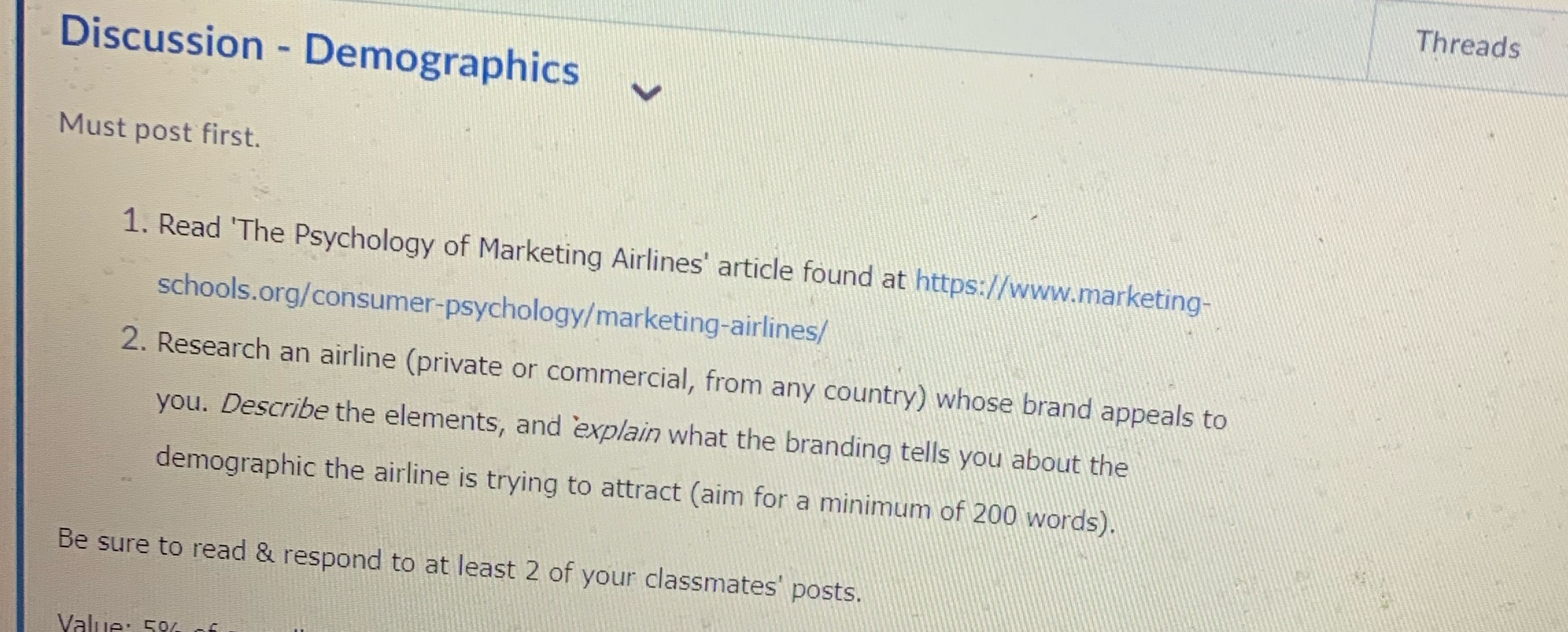 Anyone can please help please and thank you Threads Discussion - Demographics