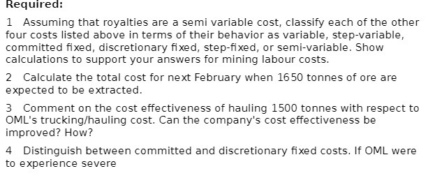 each of the ether four costs listed above in terms of their