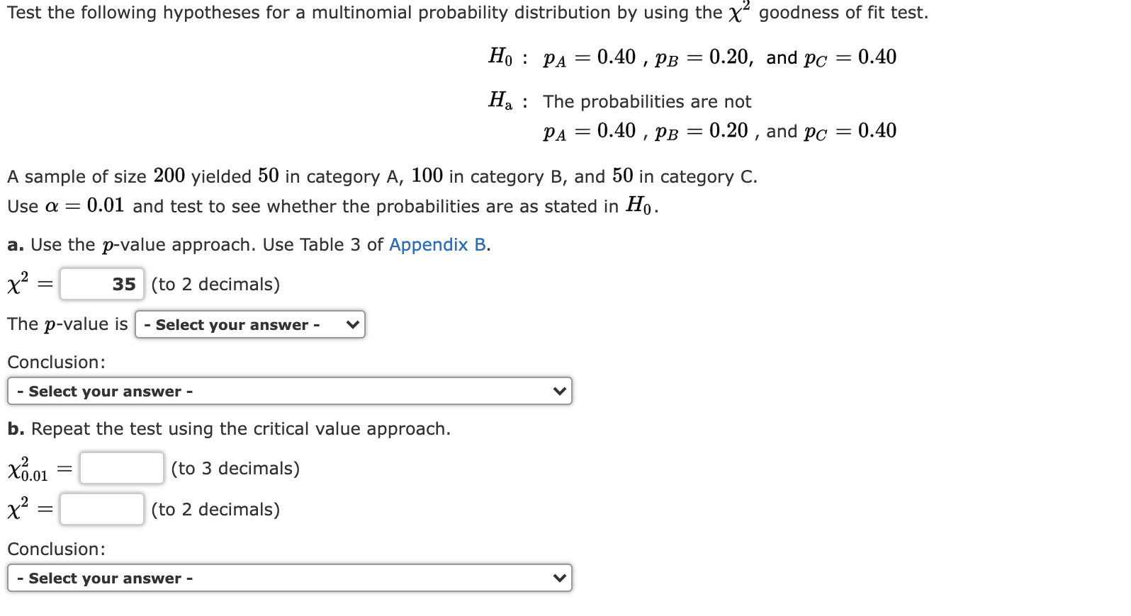 the x2 goodness of t test. H0 : 10A = 0.40 ,