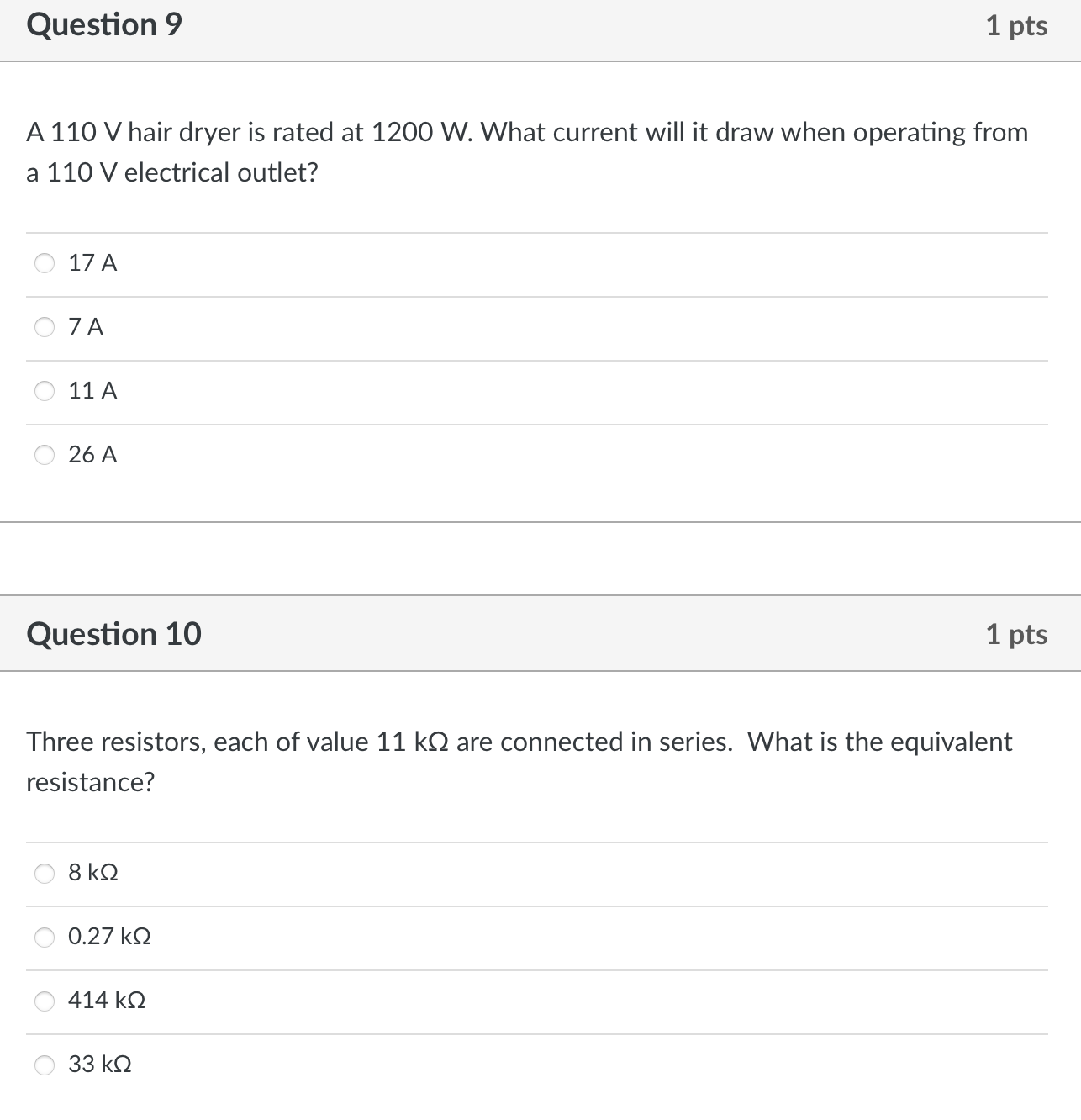 it draw when operating from a 110 V electrical outlet? 17 A