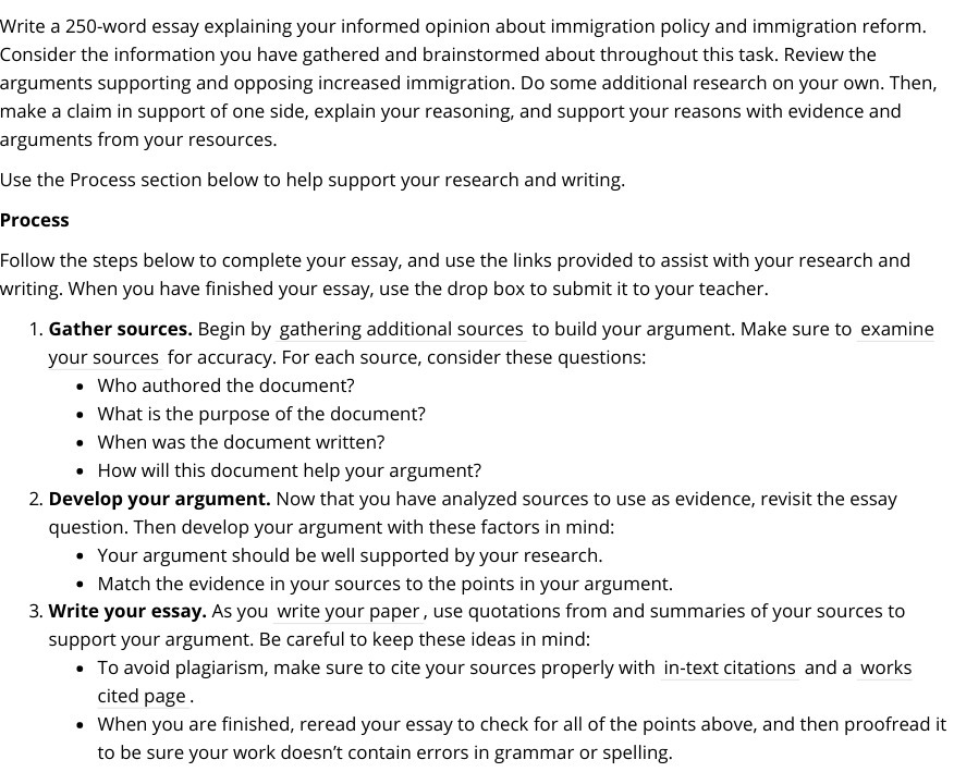 Write a EEOword essay explaining your informed opinion about immigration policy