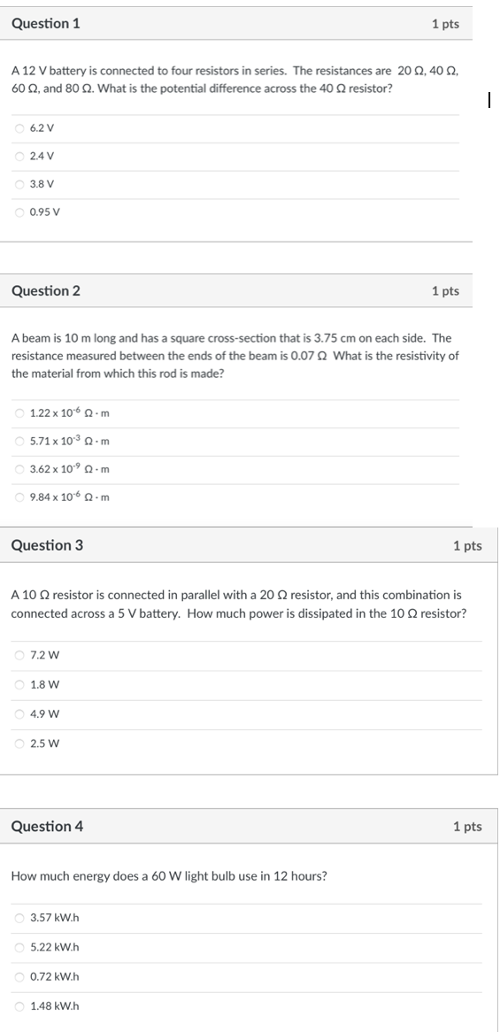 7 A 11 A 26A Question 10 1 pts Three resistors, each