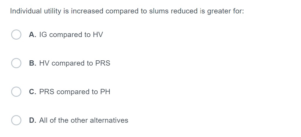 PRS C. PRS compared to PH O D. All of the other