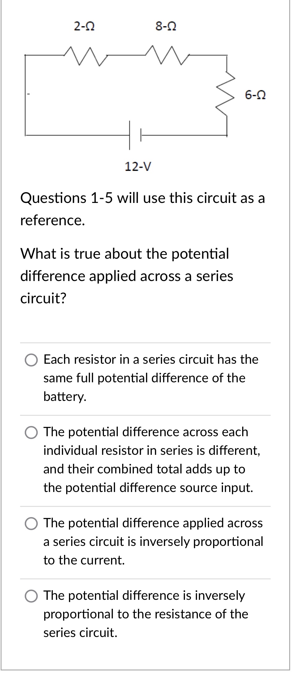 please help 2-0 8-0 6-0 % I 12-V Questions 1-5 will use