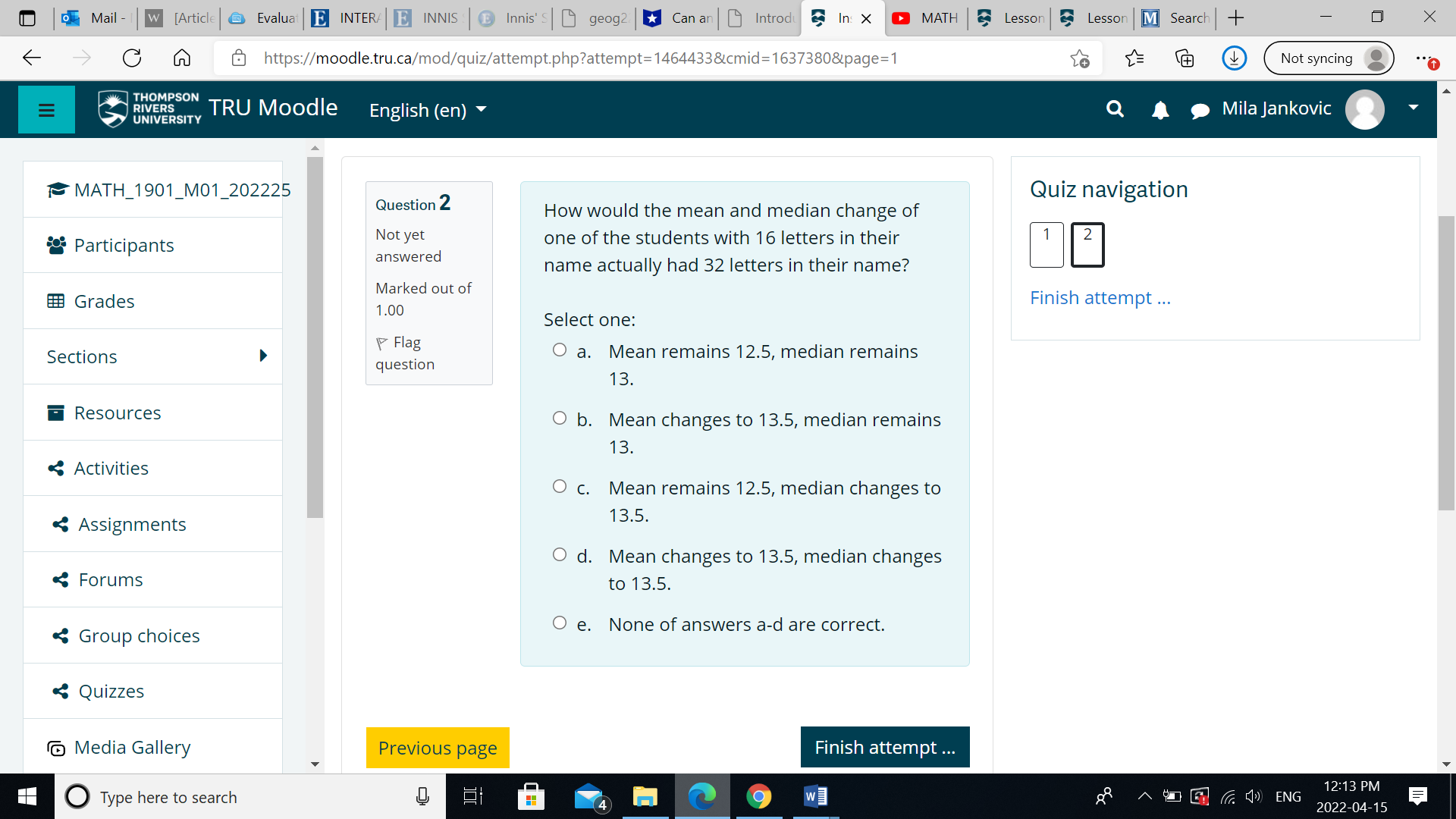 / Assignments Overview / Instructional Video 14 Quiz Participants Grades Quiz navigation