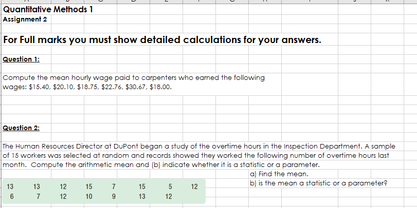 study of the overtime hours in the Inspection Department. A sample of