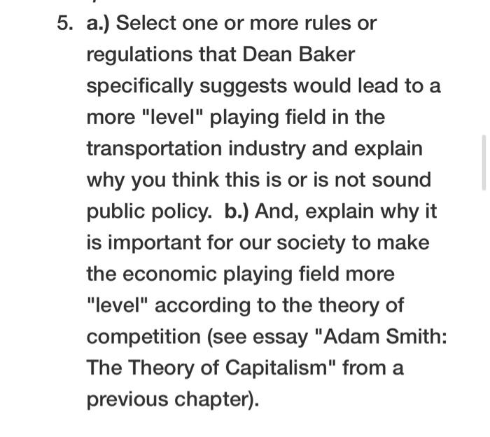  5. a.) Select one or more rules or regulations that Dean