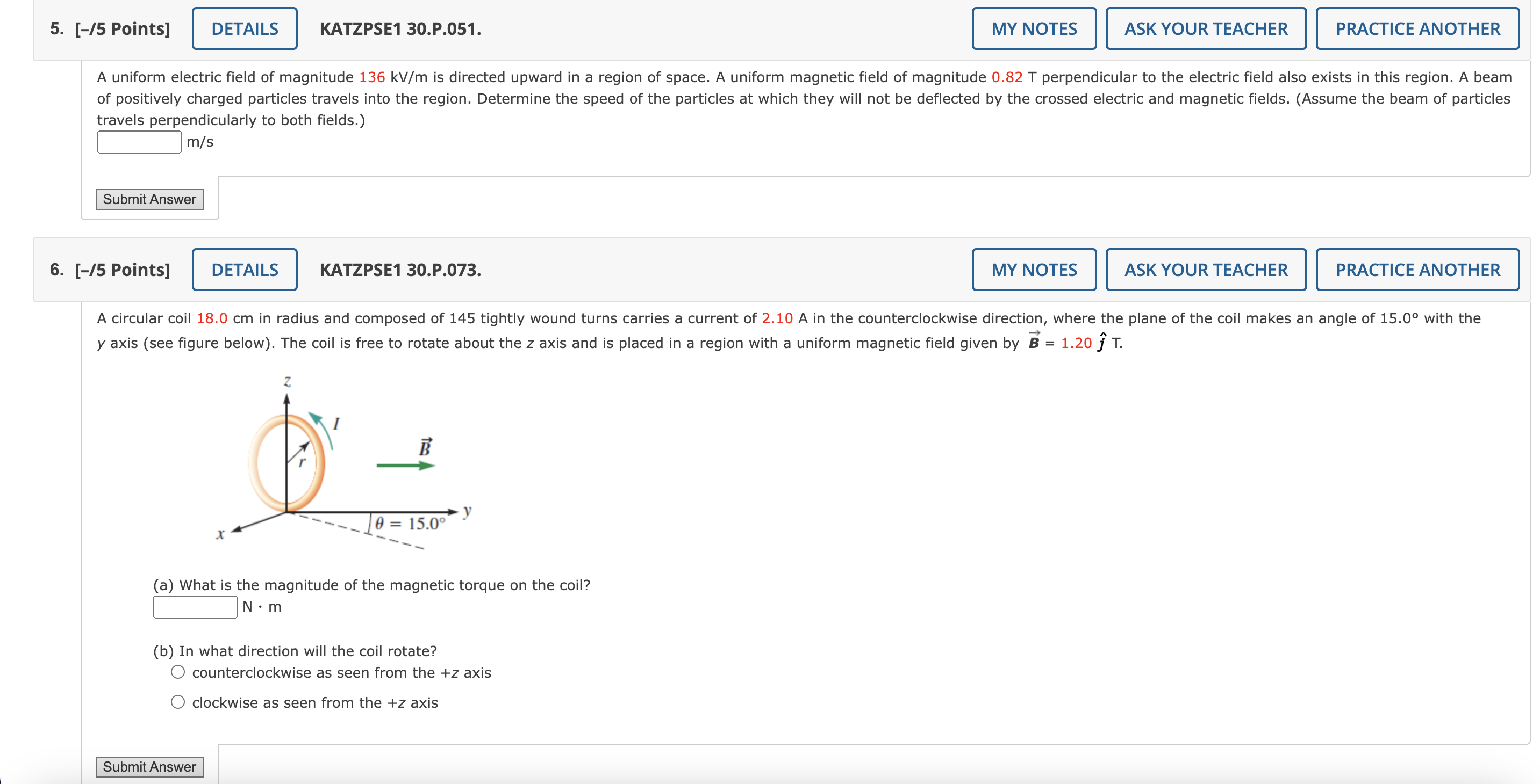 PRACTICE ANOTHER A uniform electric field of magnitude 136 kV/m is directed