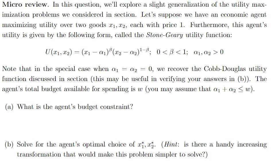 Micro review. In this question, we'll explore a slight generalization of the