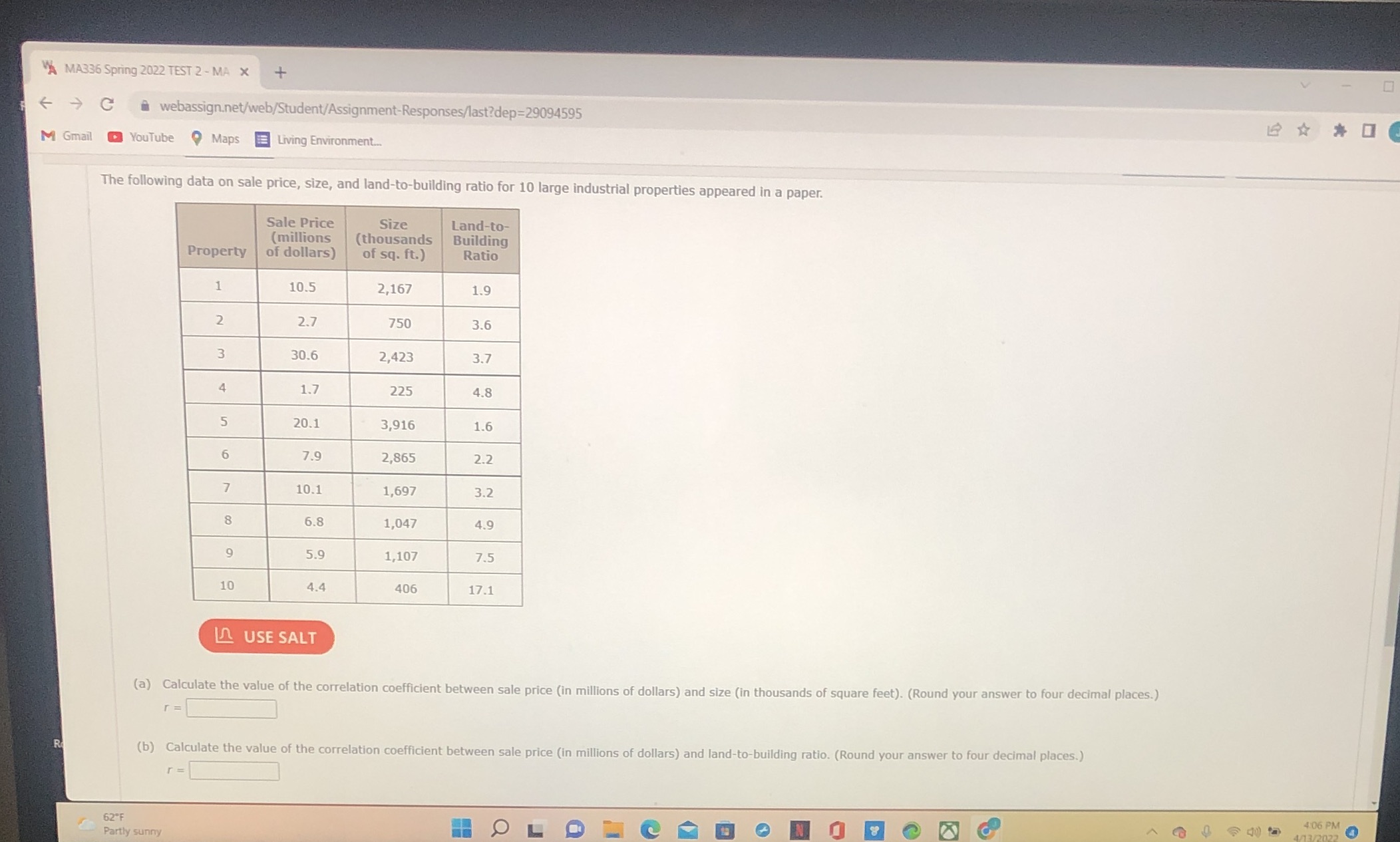  A MA336 Spring 2022 TEST 2 - MA X + -