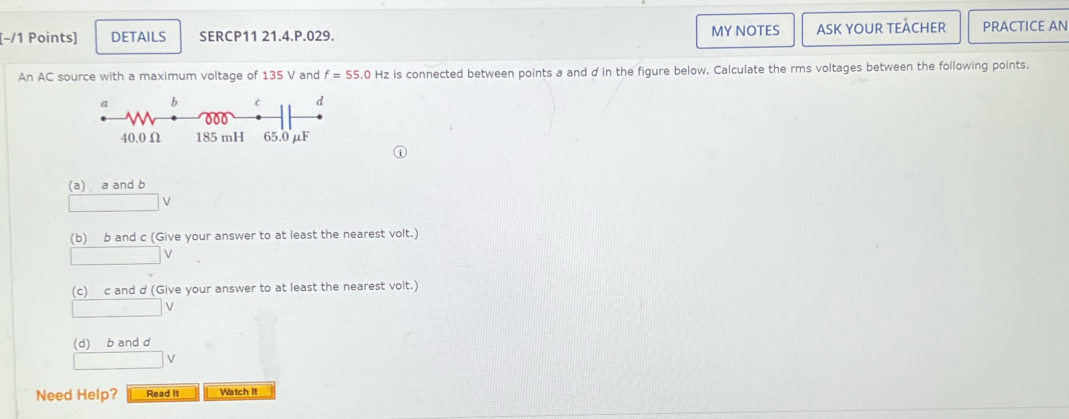Please answer this! -/1 Points] DETAILS SERCP11 21.4.P.029. MY NOTES ASK YOUR