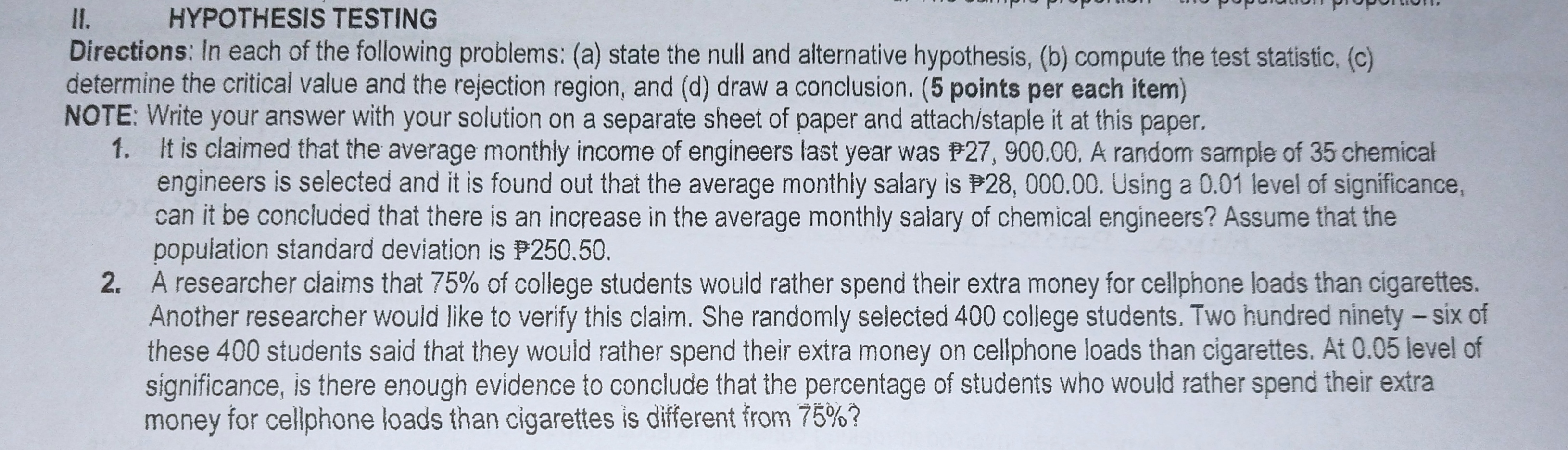 STATISTICS AND PROBABILITY HI. CORRELATION AND REGRESSION ANALYSIS Directions: Read and