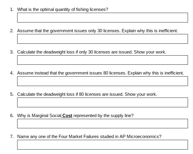above them (show work if possible): 1. What is the optimal quantity