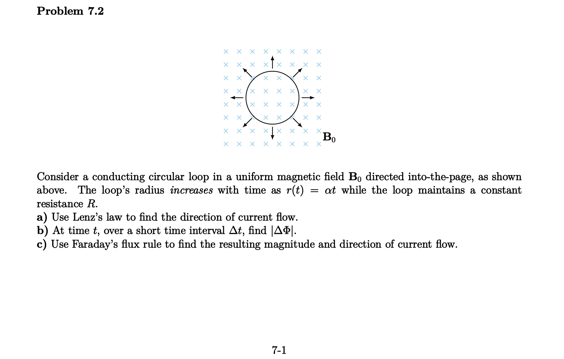 field By directed into-the-page, as shown above. The loop's radius increases with