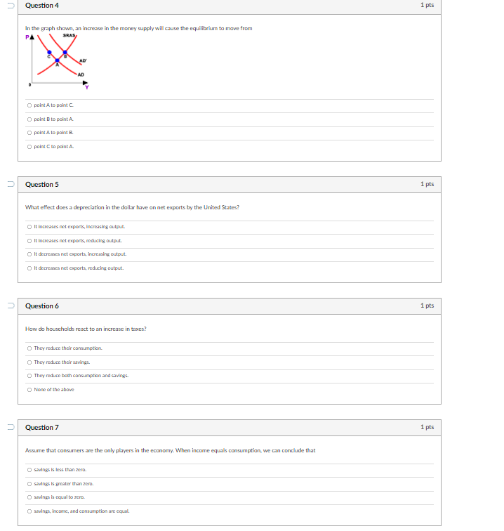 the money supply will cause the equilibrium to move from PA AD