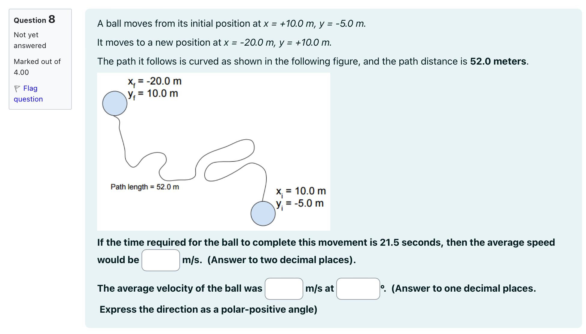 10.0) m . final position (X, y)f : (15.0, 10.0) m The