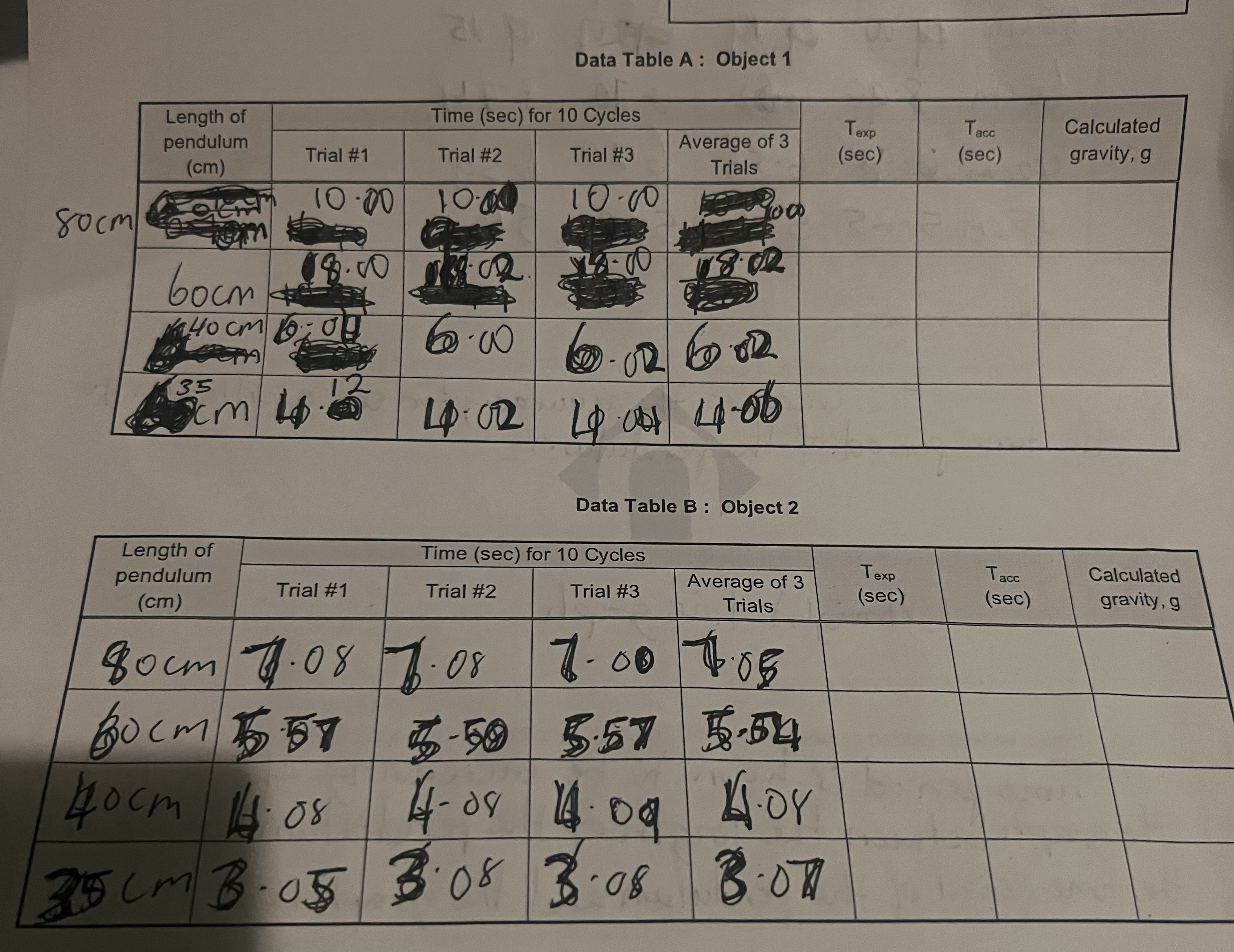  I did the oscillation for the time sec for 10 cycles.
