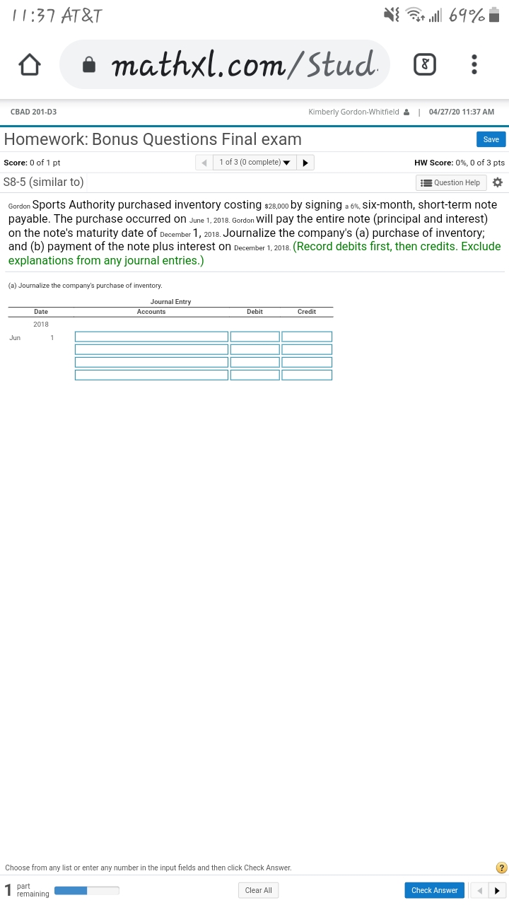 How to Solve this? 1 1:37 AT&T it willl 69% mathxl.com/ Stud.