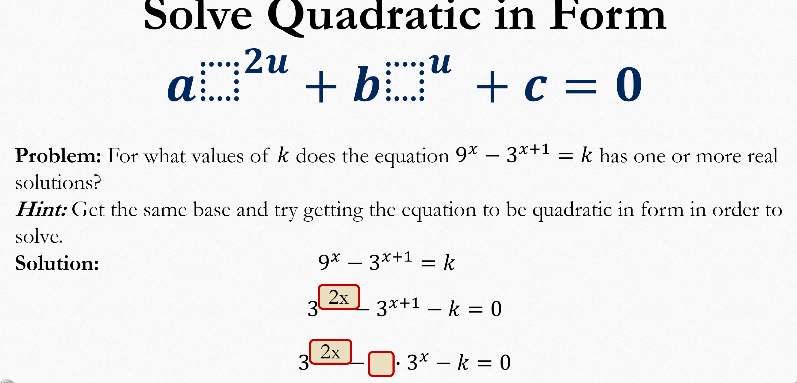 quadratic formula we get: Wim C] For x to be a real
