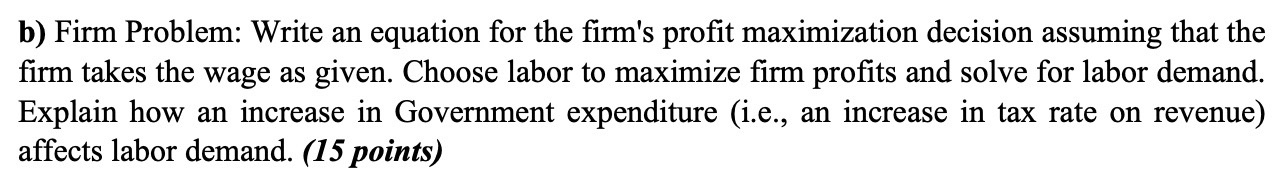 equation for the rm's prot maximization decision assuming that the rm takes