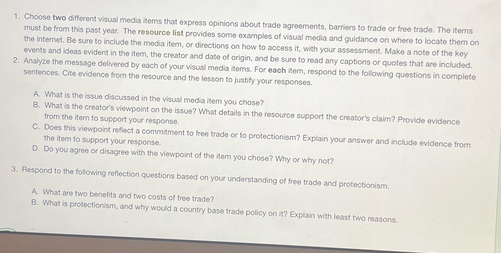  1. Choose two different visual media items that express opinions about