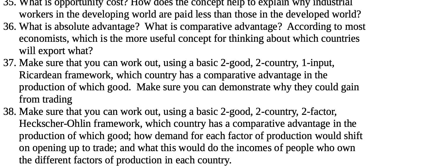 35. What is opportunity cost? How does the concept help to