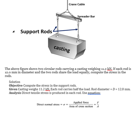 diameter combination as given below: Cases Load Rod Diameter Normal Stress (MPa)