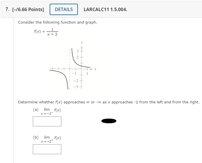 as x approaches -2 from the left and from the right. (a)