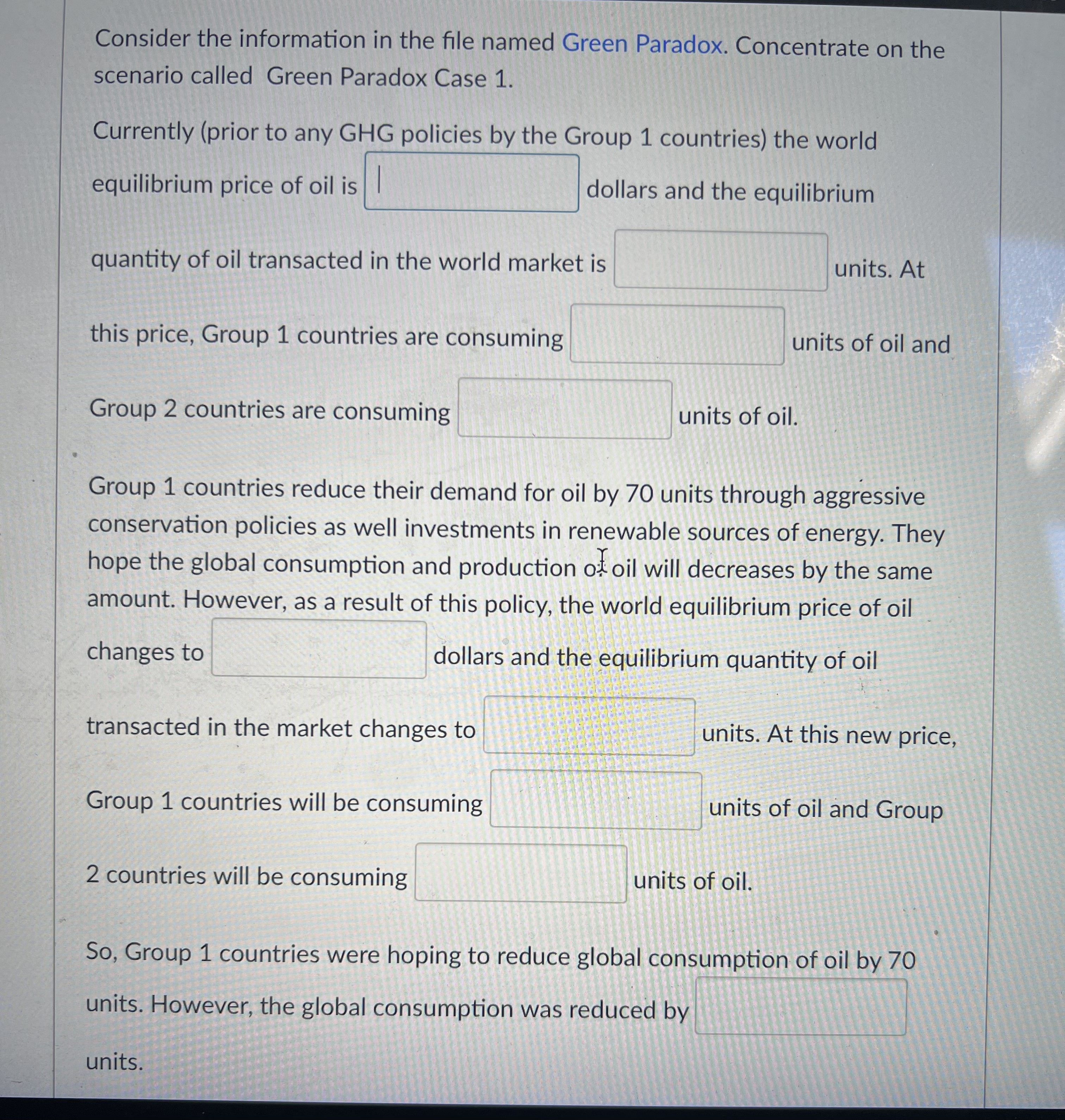 Demand Function for Oil Group 2 Demand Function for Oil Global Supply