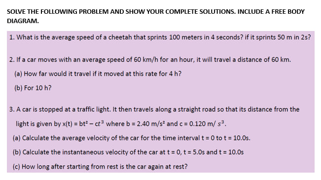 SOLVE THE FOLLOWING PROBLEM AND SHOW YOUR COMPLETE SOLUTIONS. INCLUDE A FREE