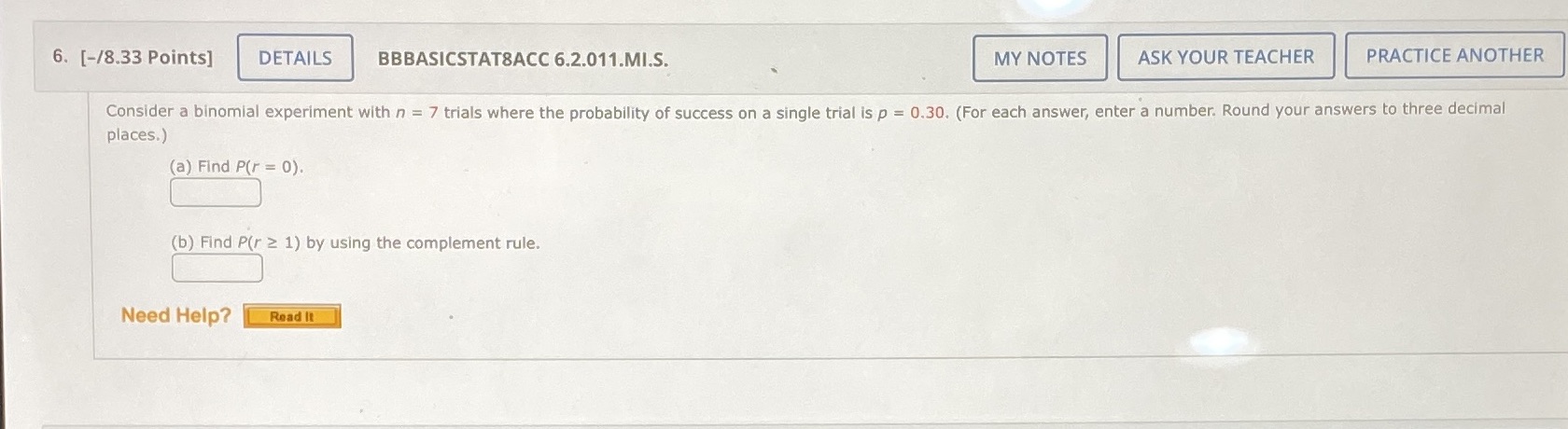 6. [-/8.33 Points] DETAILS BBBASICSTATSACC 6.2.011.MI.S. MY NOTES ASK YOUR TEACHER