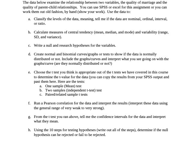 of marriage and the quality of parent-child relationships. You can use SPSS