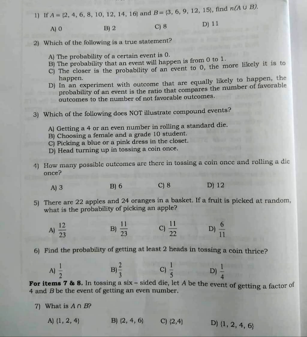  Subject: Probability and Statistics*** Let us solve more problems on compound