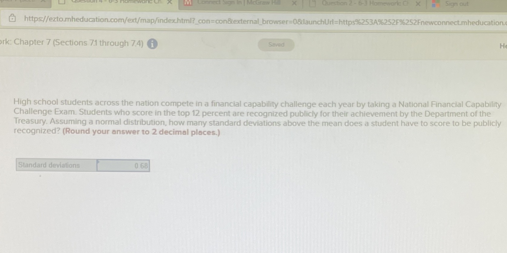  M X Question 2 - 6-3 Homeworkc CF X Sign out