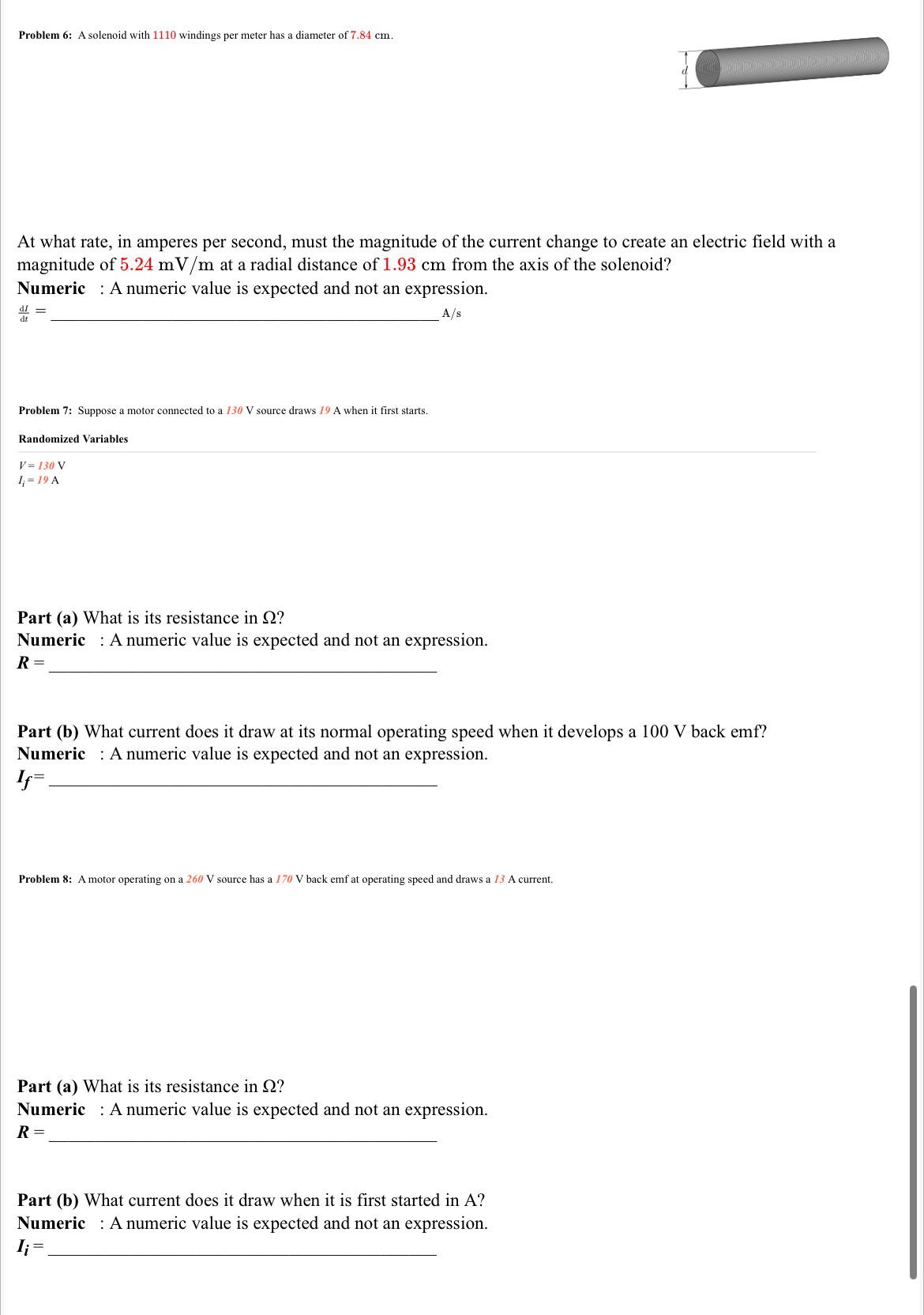 diameter of 7.84 cm. - R - At what rate, in amperes