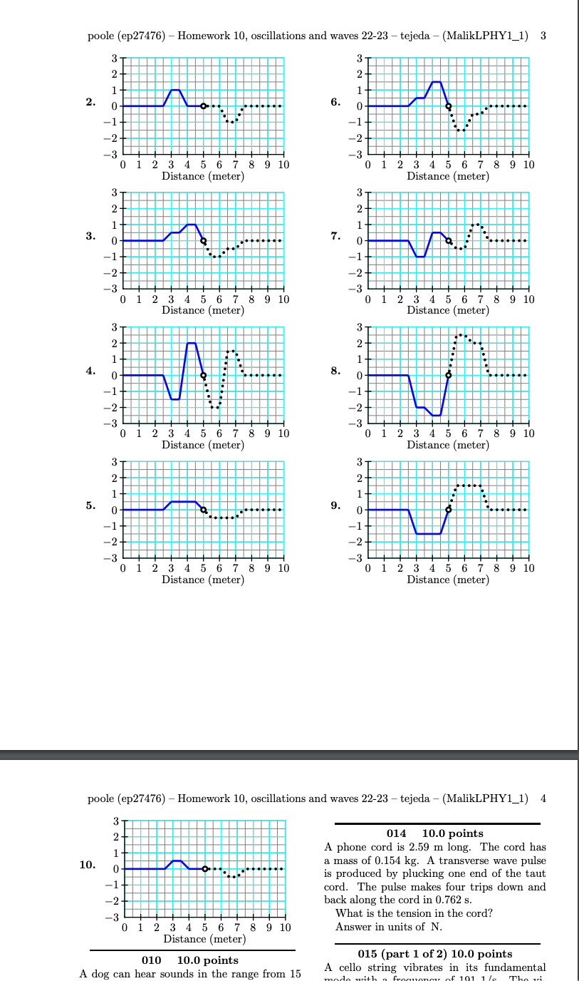 Help me answer question 9 please. poole (ep27476) Homework 10, oscillations