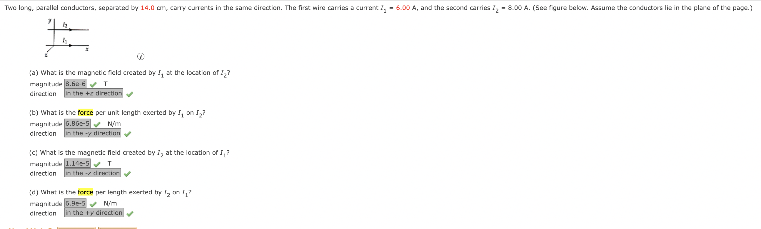 I = 9.80 A as in the figure above. Calculate the magnitude
