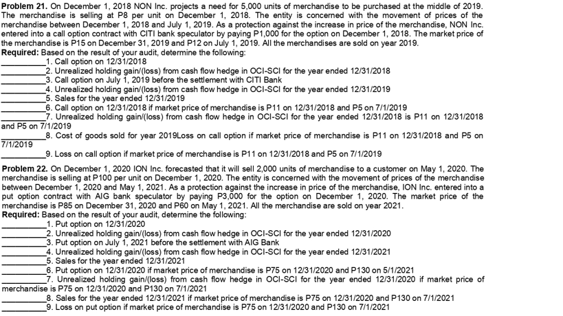 Hi! I need help on these problems. Thank you! Problem 21. On