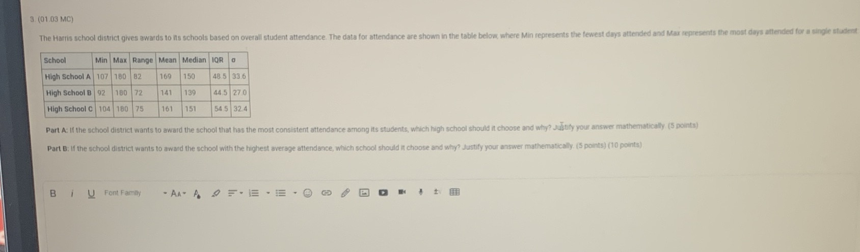 3. PLEASE HELP answer in complete sentences 3. (01.03 MC) The Harris