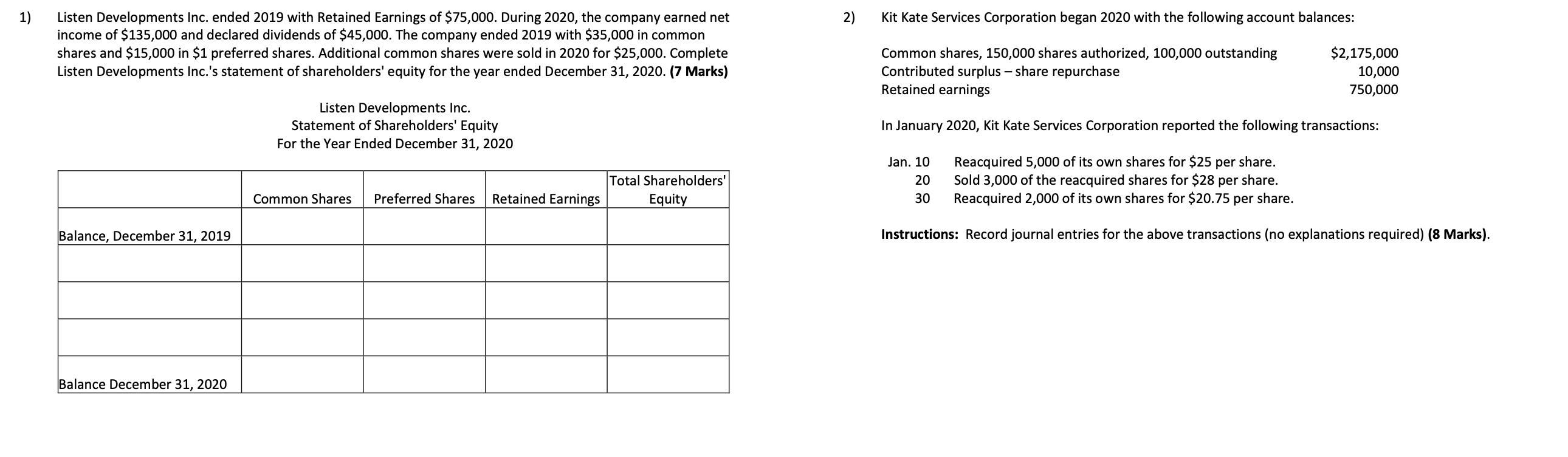 Please review the document and help me solve this Listen Developments Inc.