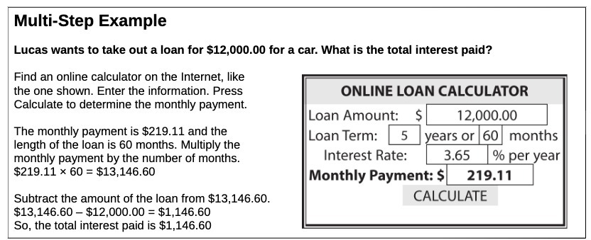 for a car. What is the total interest paid? Find an online